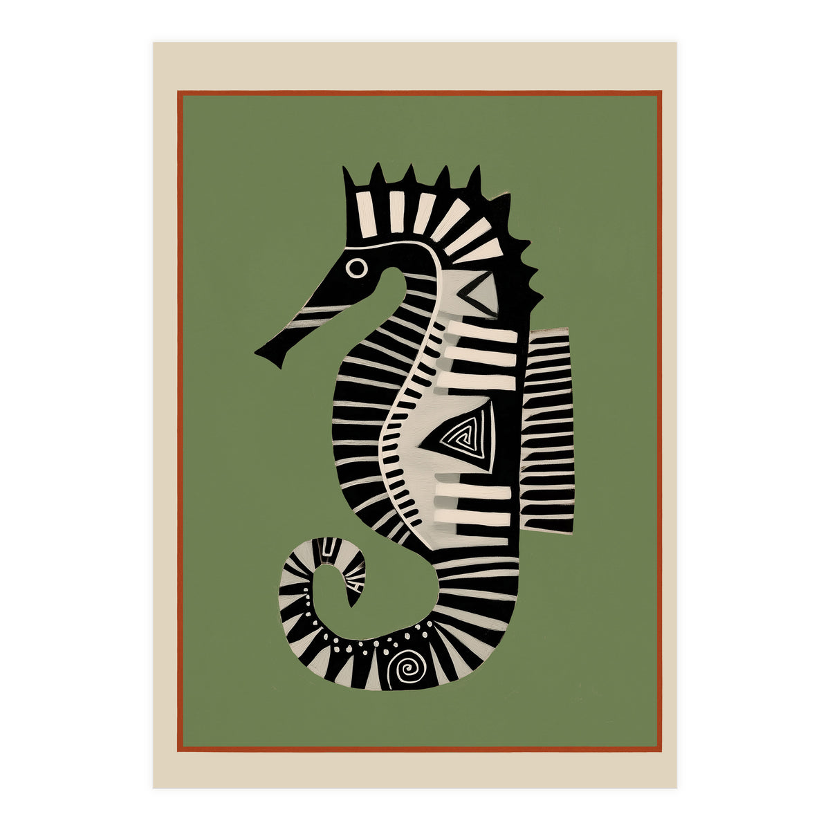 Striped Seahorse I (Print Only)