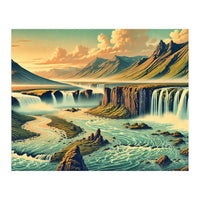 Vintage Iceland, Landscape Poster (Print Only)