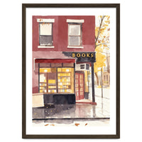 Cozy Bookshop, Autumn Book Shop Street Art, LibraryBook Store