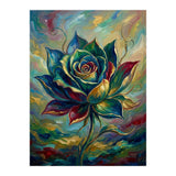 Enchanted Teal and Gold Rose Impasto Oil Painting (Print Only) thumbnail