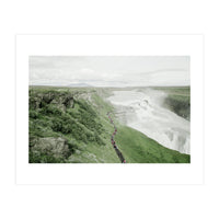 Tourists walking along the waterfall - Iceland (Print Only)