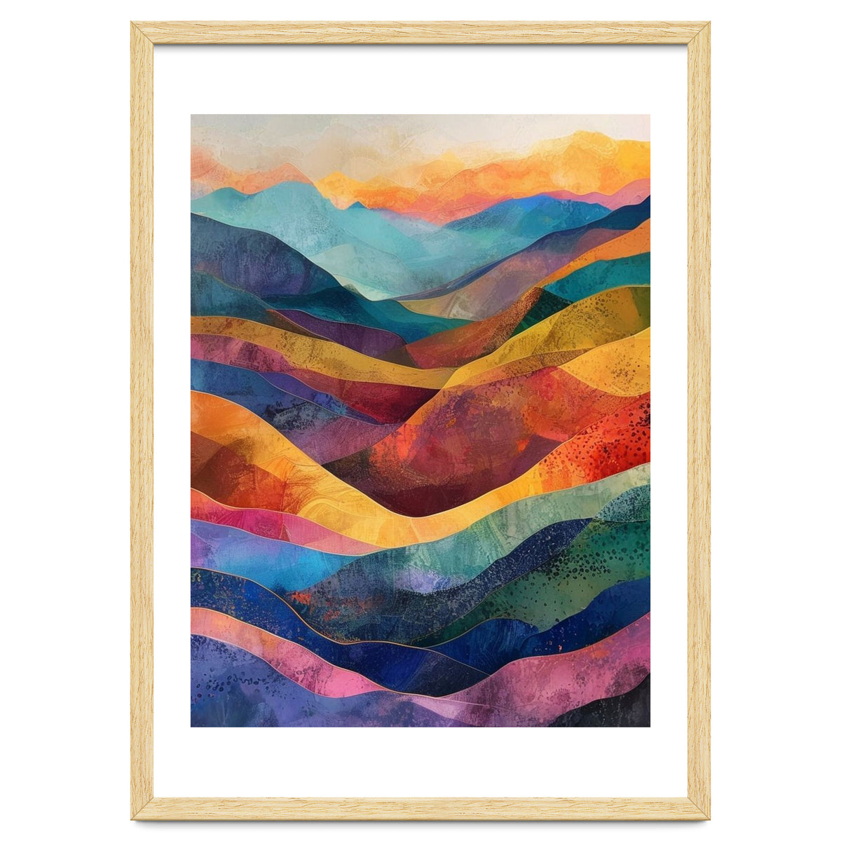 Jewel-Toned Abstract Mountain Landscape Wall Art