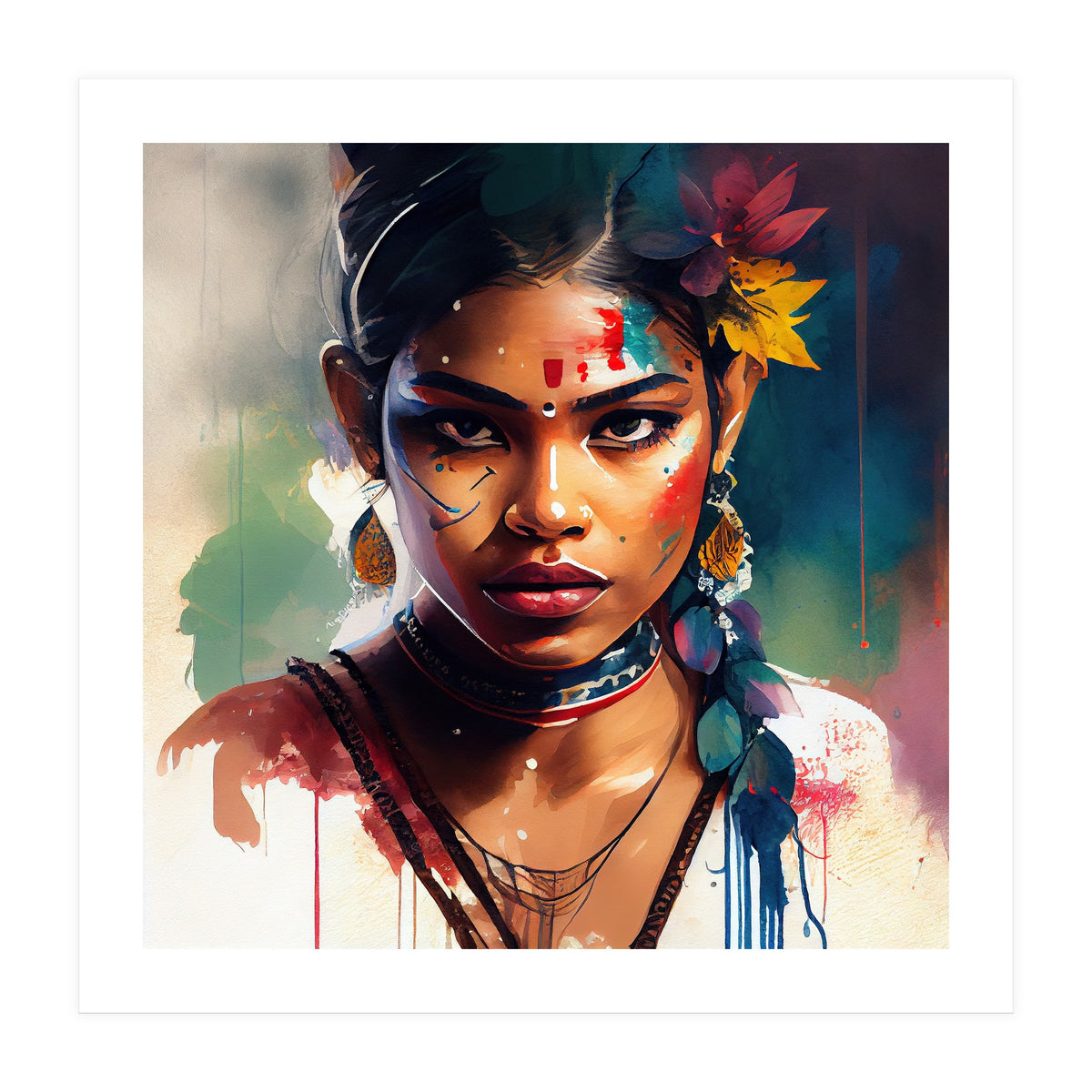 Festival Bloom Hindu Portrait (Print Only)