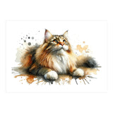 Majestic Cat With Watercolor Splashes (Print Only) thumbnail