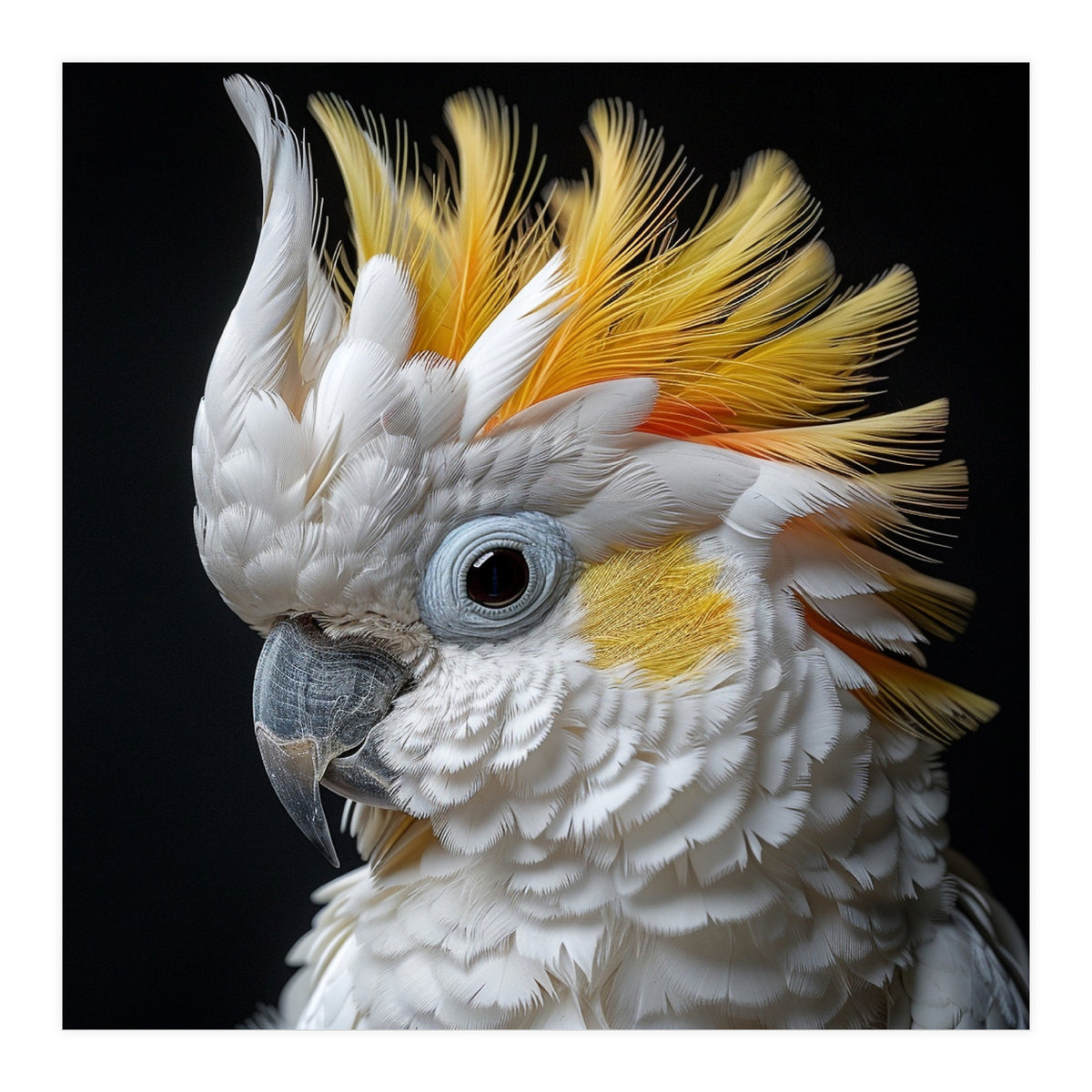 Close Up Cockatoo Portrait Yellow Crested Bird (Print Only)