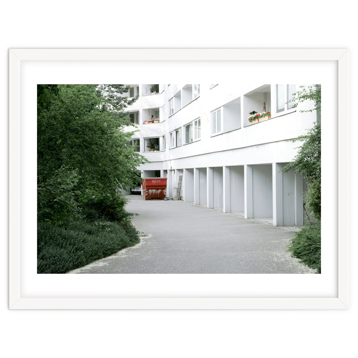 Red container in the residential site