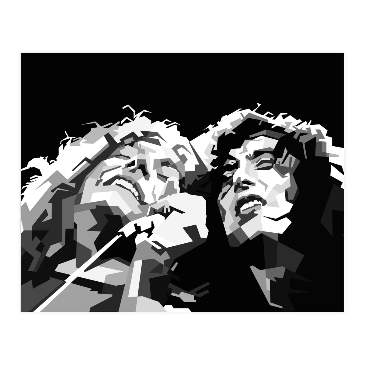Robert Plant & Jimmy Page Black Illustration (Print Only)