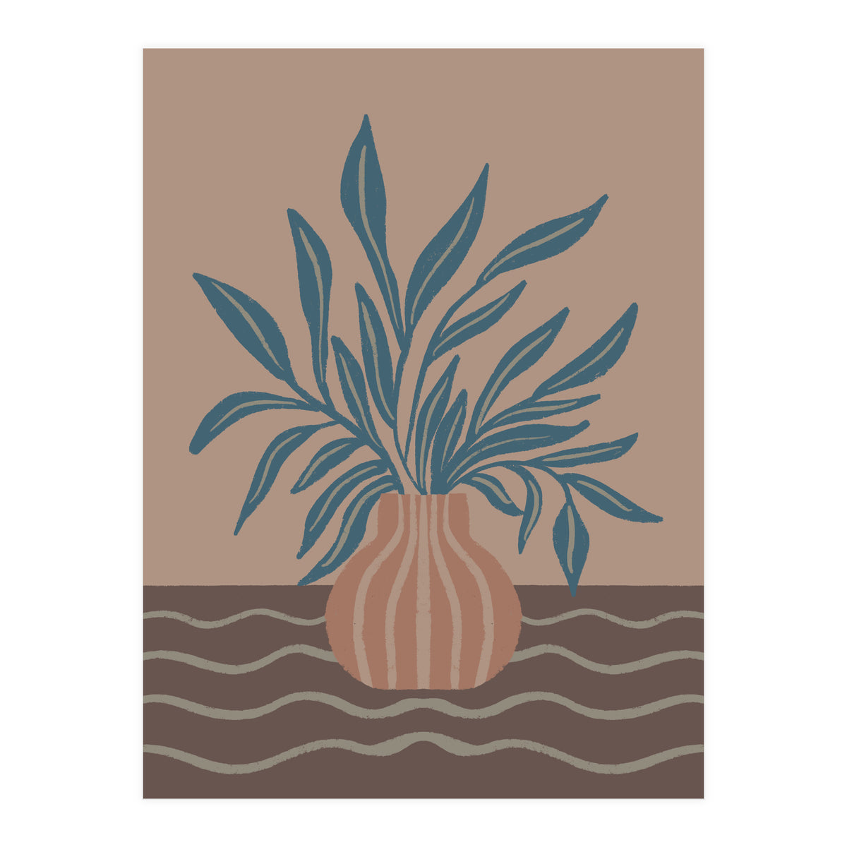 Modern Vase with Tropical Leaves (Print Only)