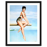 Smiling Sexy Pinup Girl Posing On A Board thumbnail