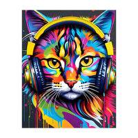 Cat In Headphones (Print Only)