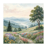 Serene Mountain Meadow Watercolor Landscape (Print Only) thumbnail