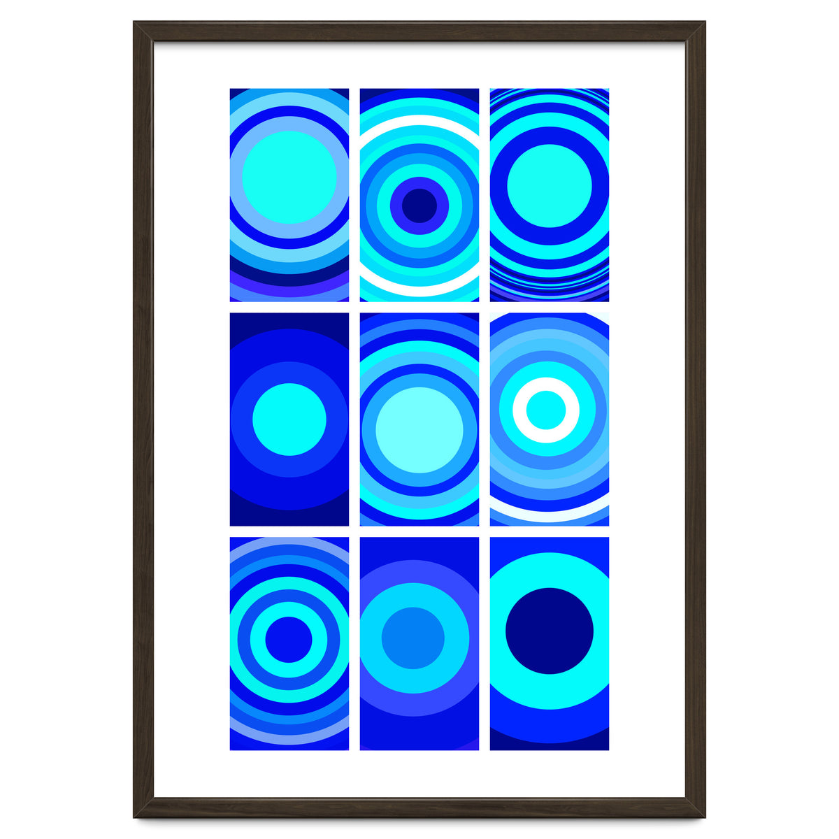 Circles & Rectangles Alt Blue 3 X 3: 2
