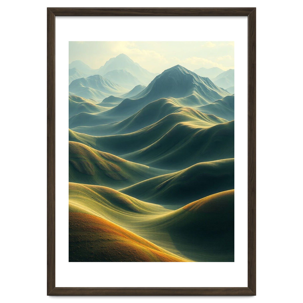 Ethereal Green Mountain Ridges Art