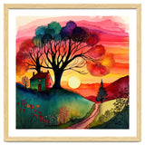 Watercolor Folk Art Sunset thumbnail