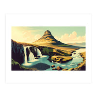 Vintage Iceland, Kirkjufell Mountain Poster (Print Only)