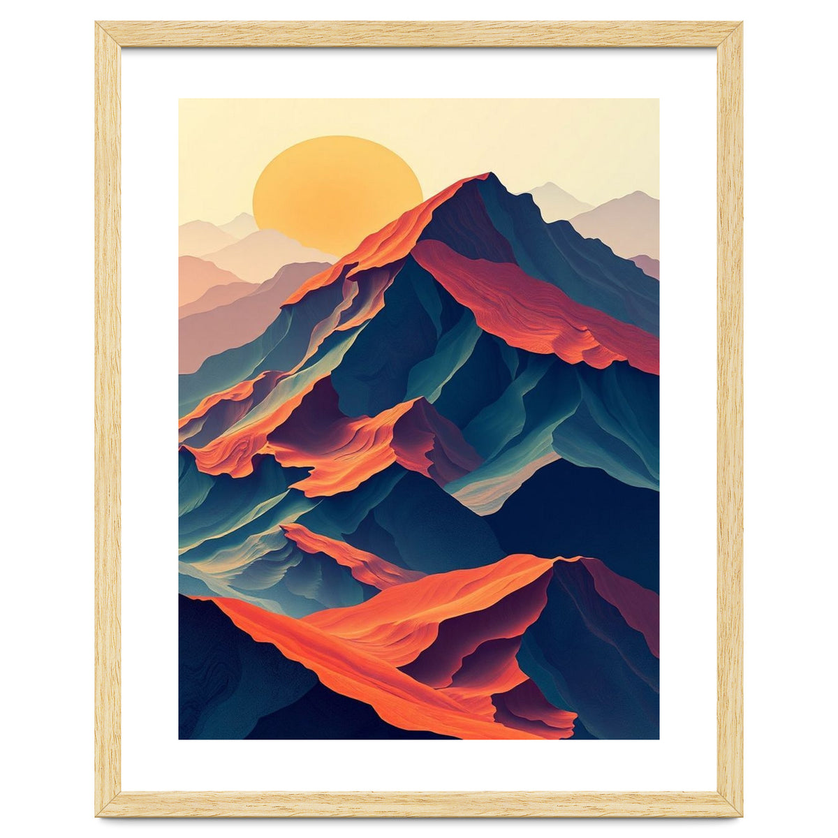 Dramatic Abstract Mountain Sunset Art