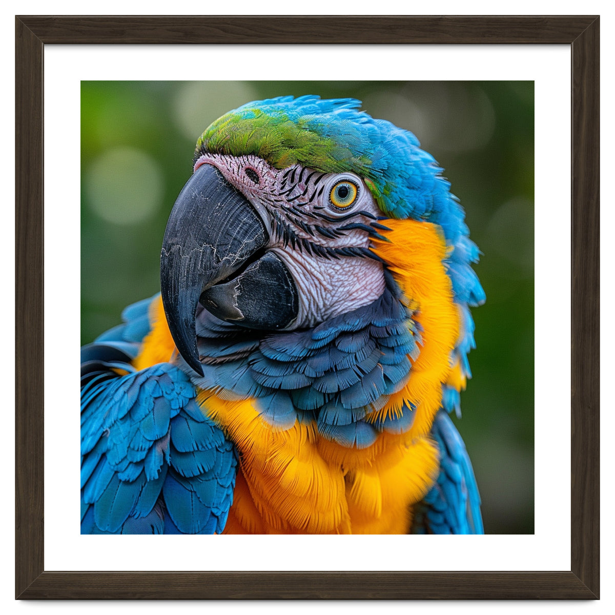 Close Up Blue And Yellow Macaw Parrot Face