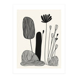Abstract Black And White Botanical Illustration With Organic Shapes (Print Only) thumbnail