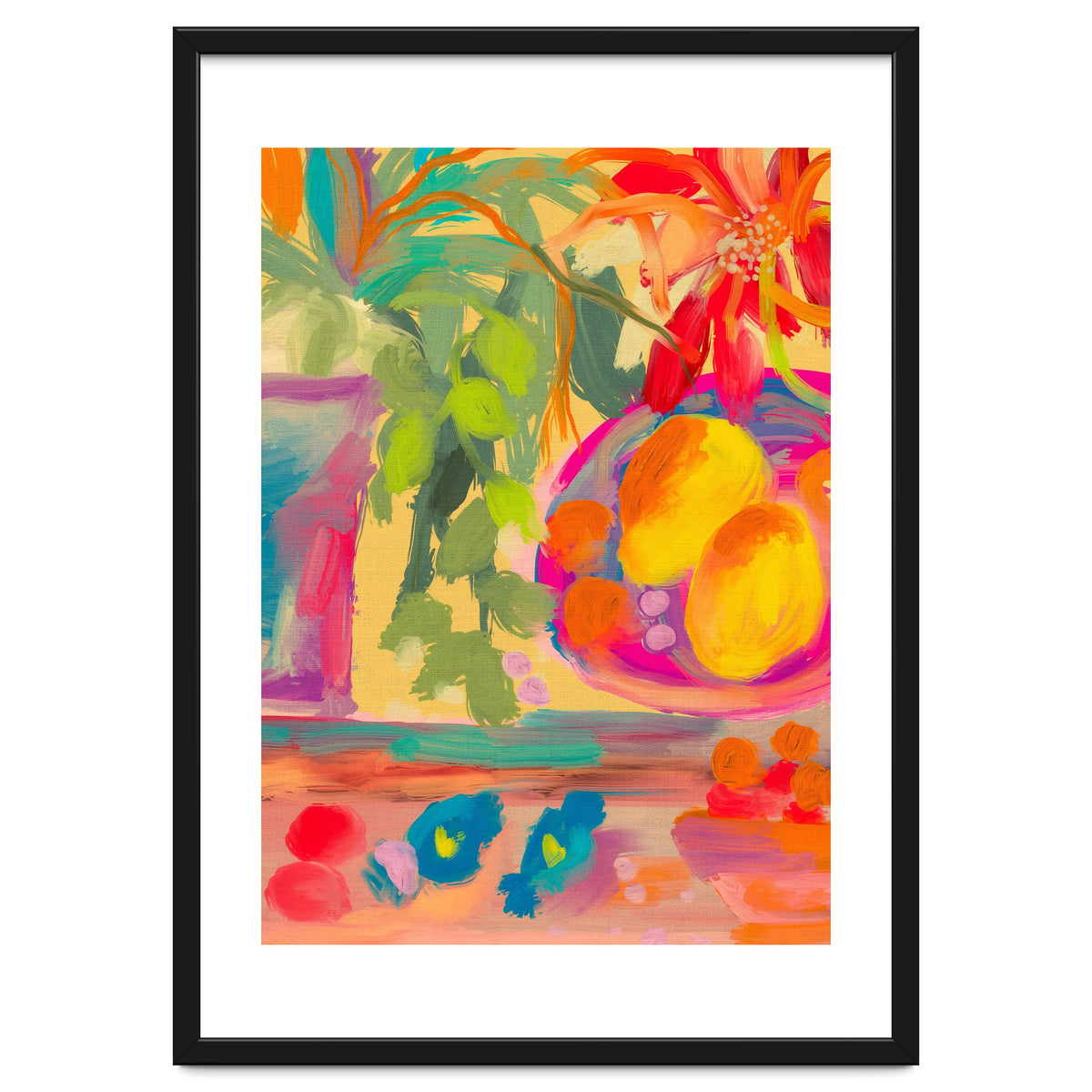 Colorful abstract summer lemons floral still life