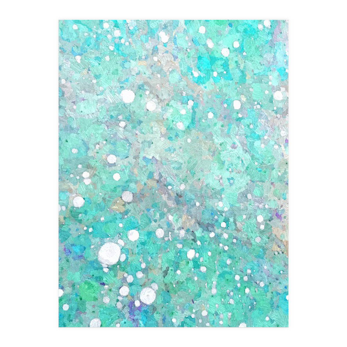 Blue Green Dreamy Marble, Minimal Abstract Pastel Graphic Design Eclectic Bohemian Painting Texture (Print Only)