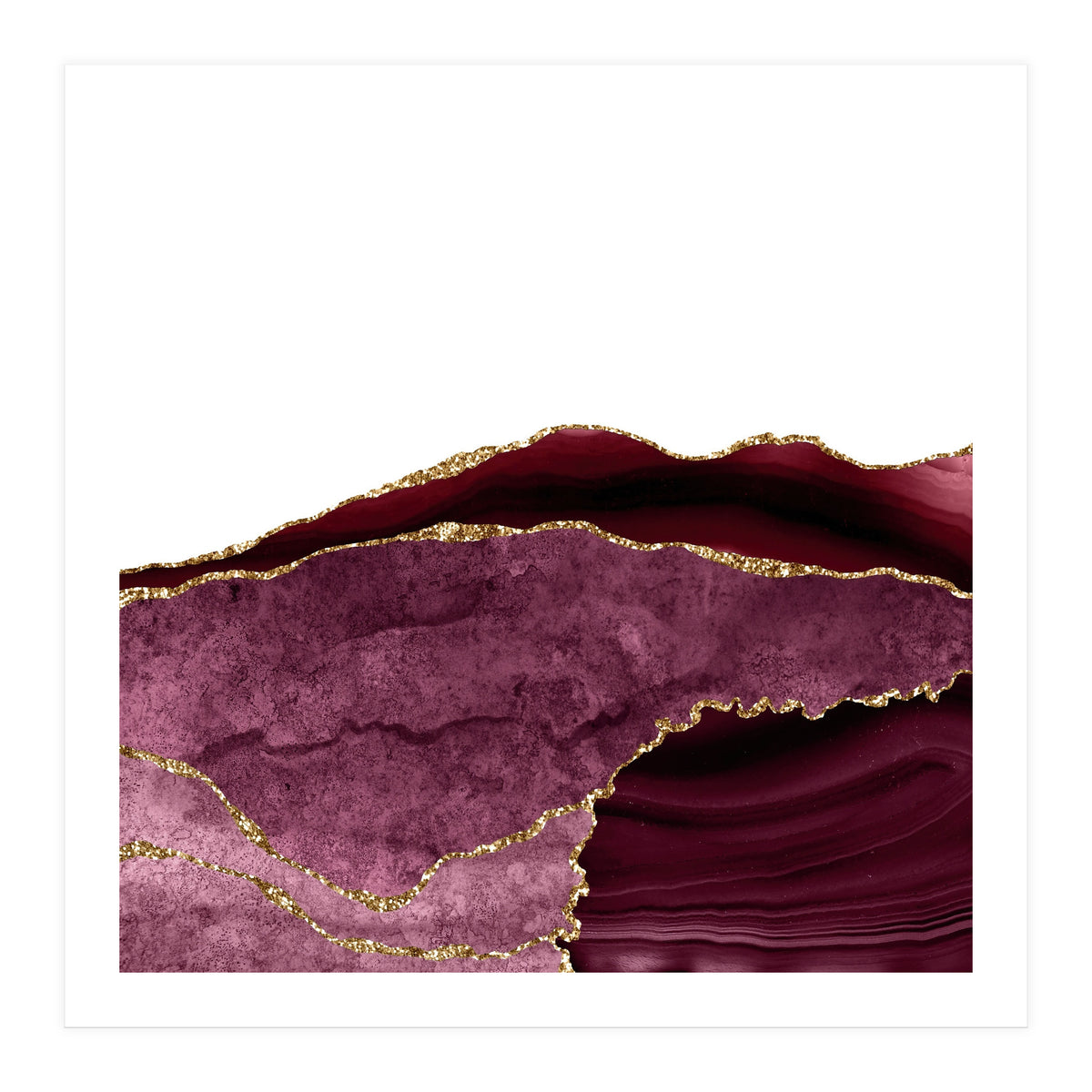 Burgundy & Gold Agate Texture 28 (Print Only)