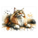 Majestic Cat With Watercolor Splashes (Print Only) thumbnail
