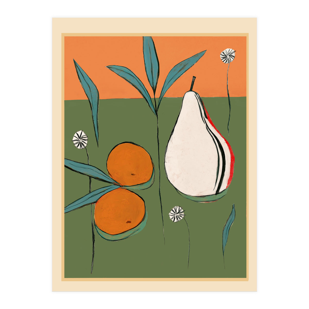Abstract Pear And Orange Art (Print Only)