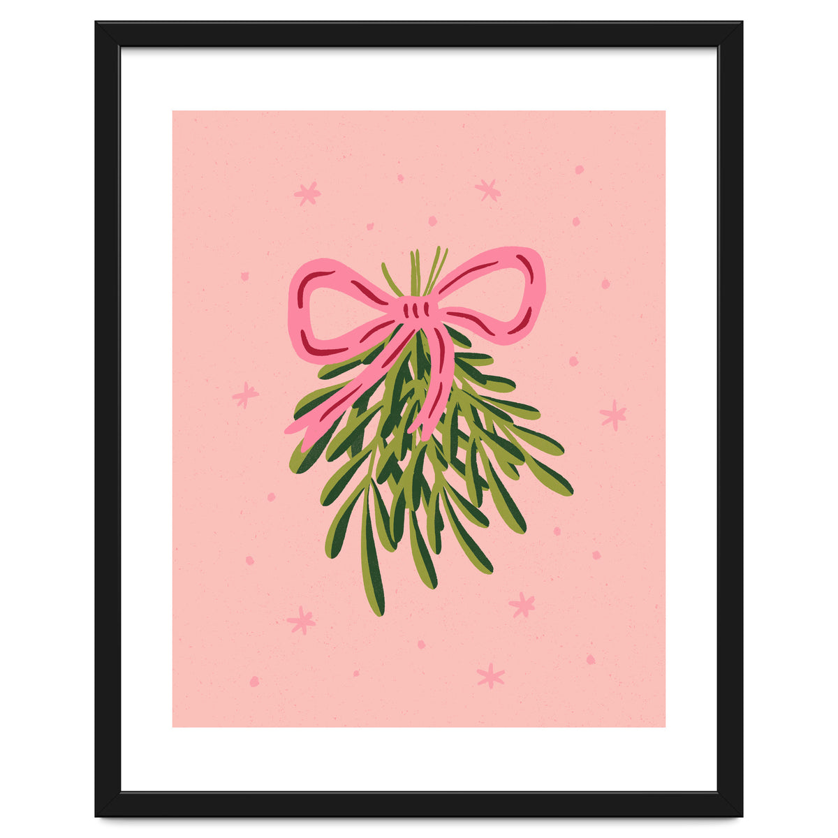 Mistletoe And Pink Bow