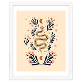 Snake And Flowers Beige And Indigo thumbnail