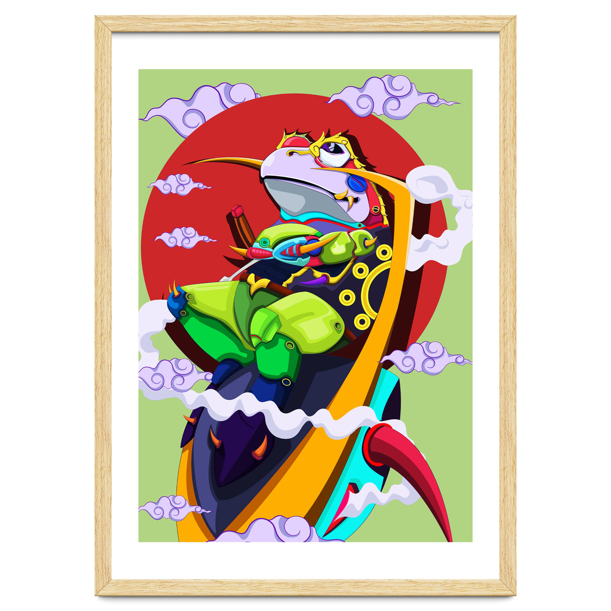 Knight Frog Cartoon Vintage Illustration