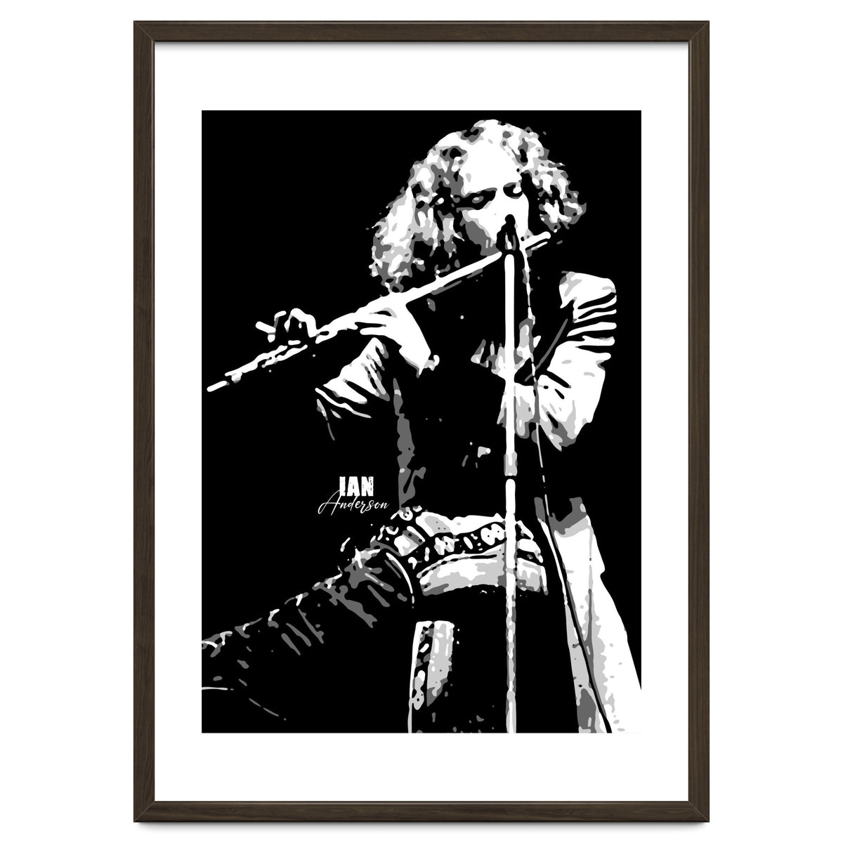 Ian Anderson British Musician Legend in Grayscale