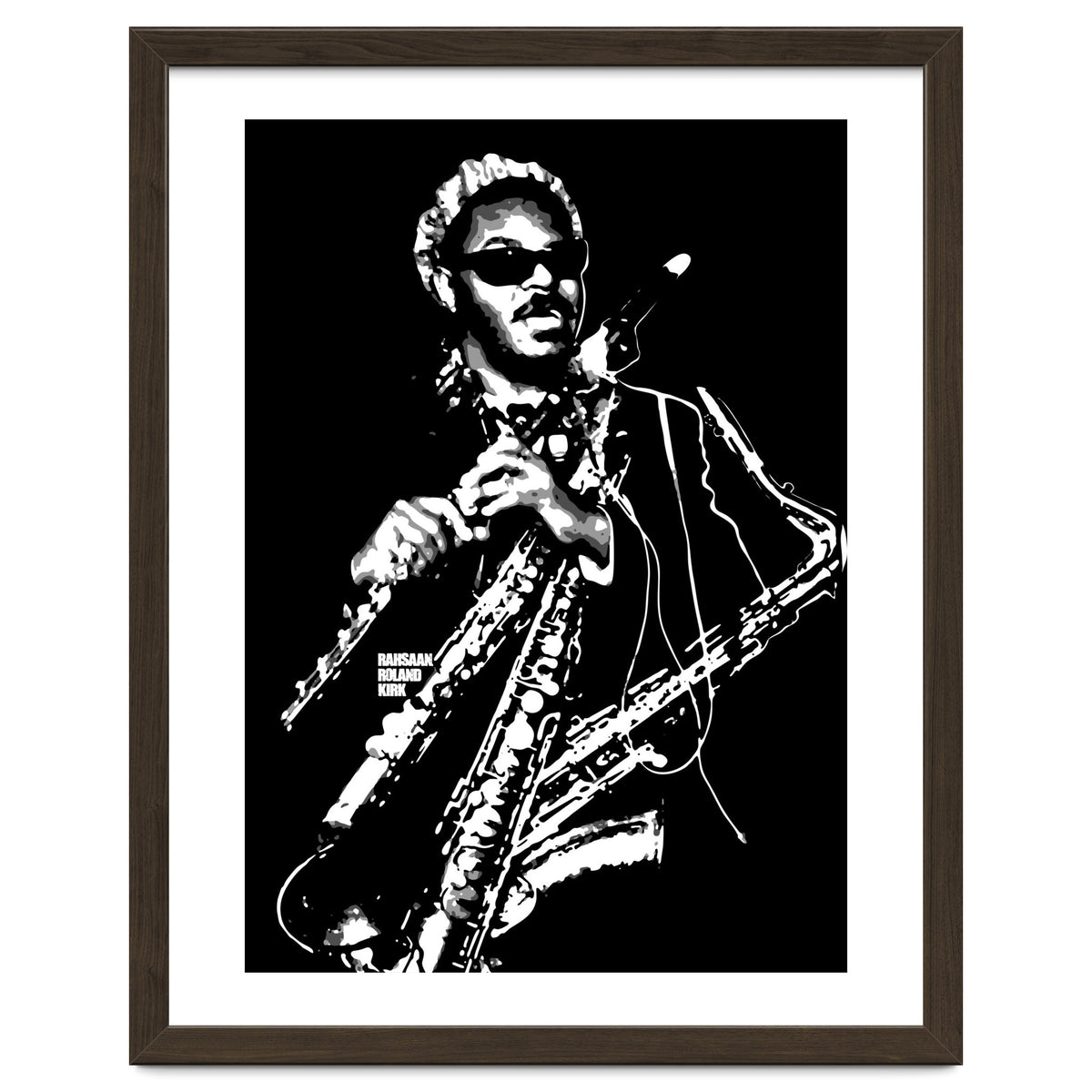 Rahsaan Roland Kirk American Jazz Multi-Instrumentalist in Grayscale