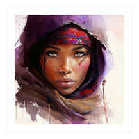 Amethyst Hood Tuareg Woman Portrait (Print Only)