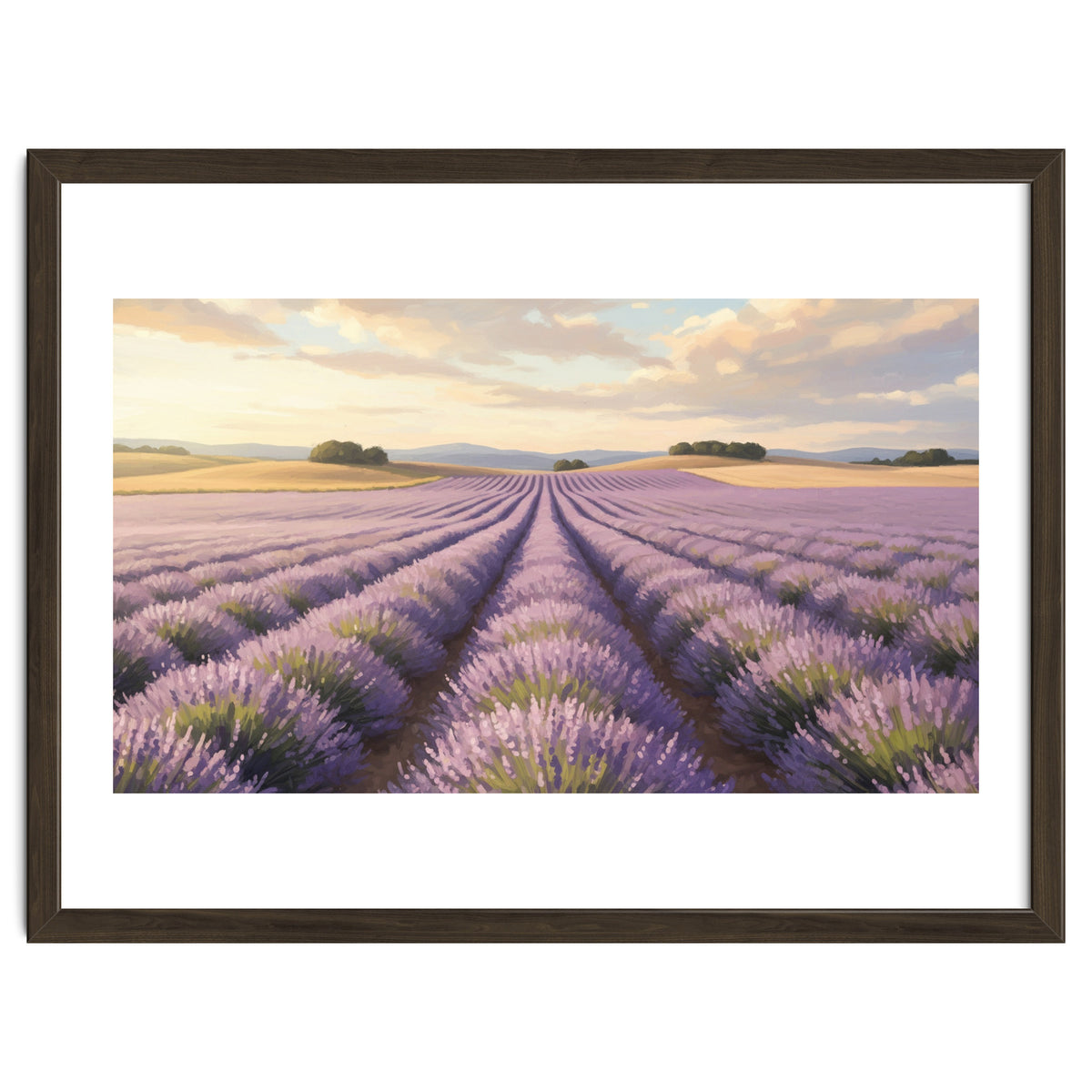 Provençal Sunset: Lavender Field Landscape