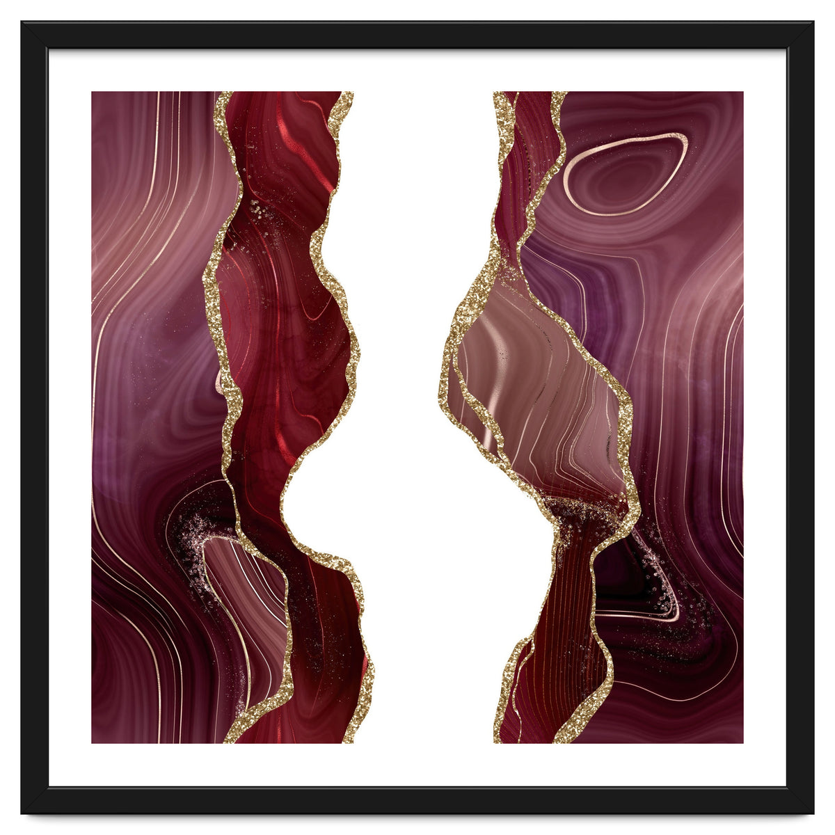 Burgundy & Gold Glitter Agate Texture 06