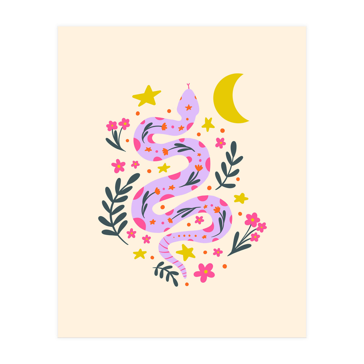 Lunar Snake  - lavander and cream (Print Only)
