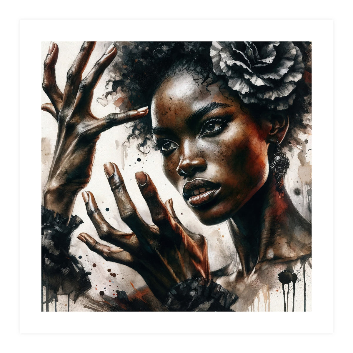 Noir Flamenco Hands Portrait (Print Only)
