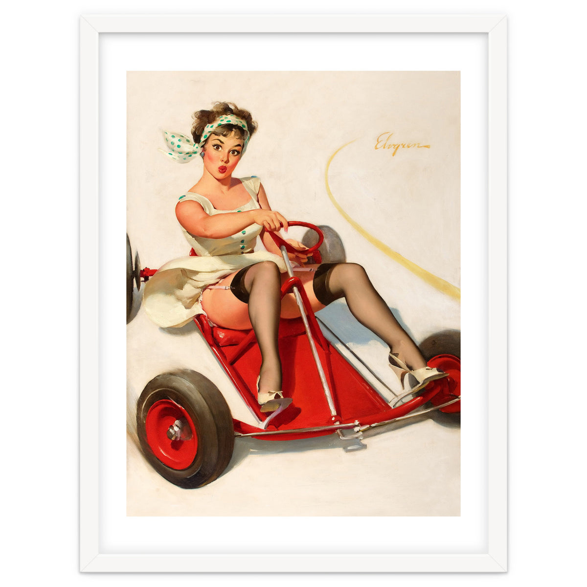 Pinup Sexy Girl On A Go Cart Car