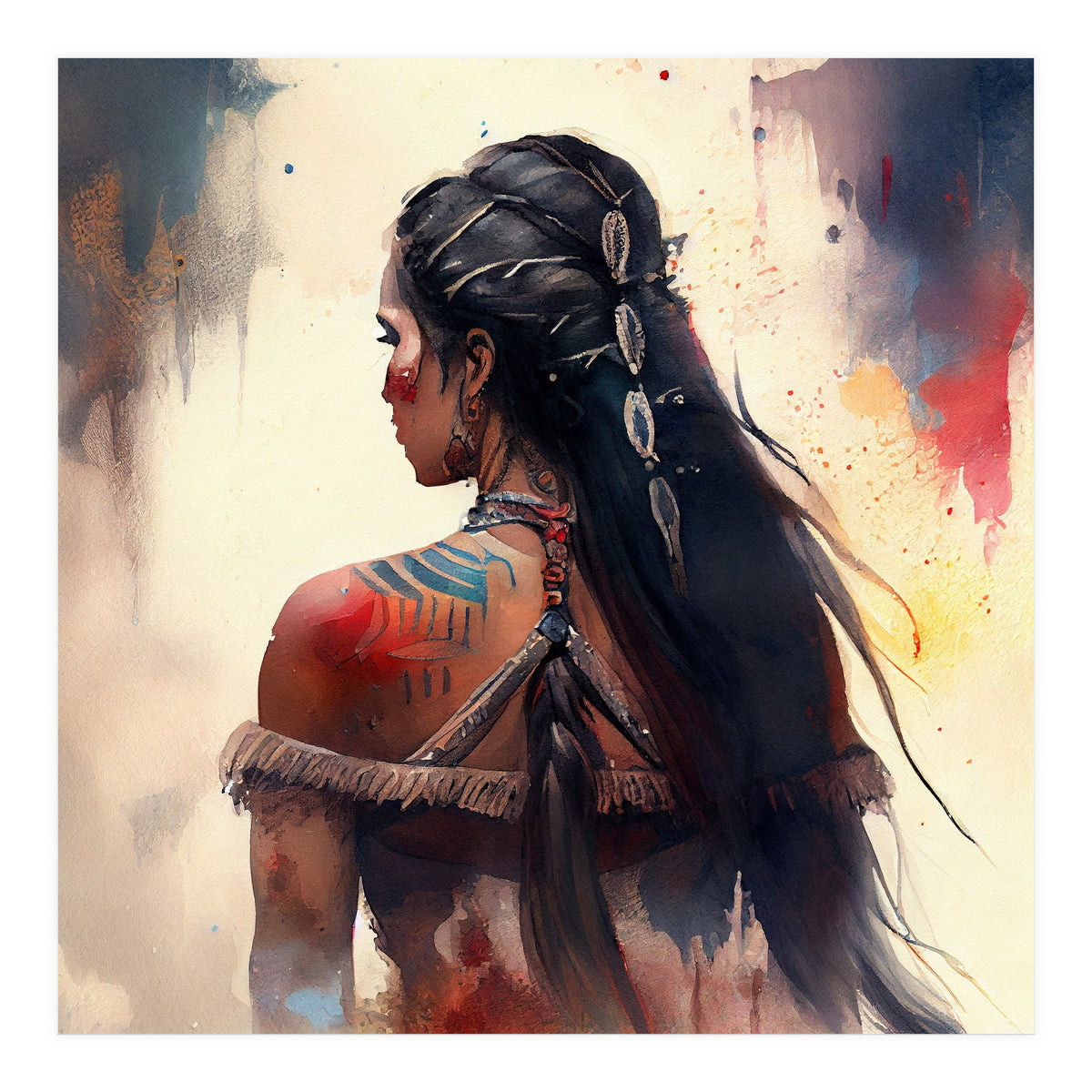 Braided Warrior Woman Profile (Print Only)