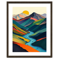 Minimalist Mountain River Landscape