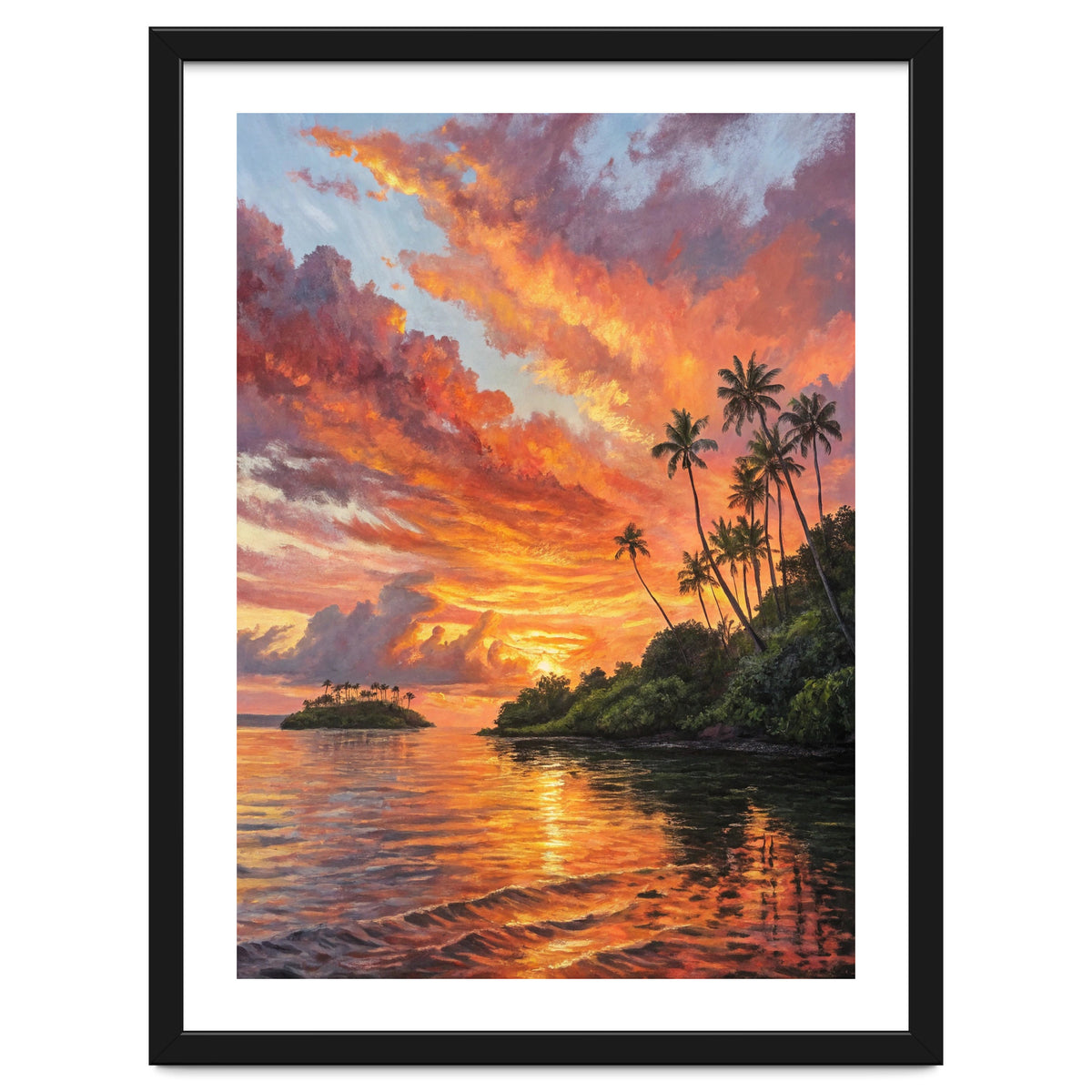 Impressionist Tropical Sunset Over Paradise Island