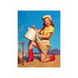 Pinup Sexy Woman Posing With A Hot Teapot (Print Only) thumbnail