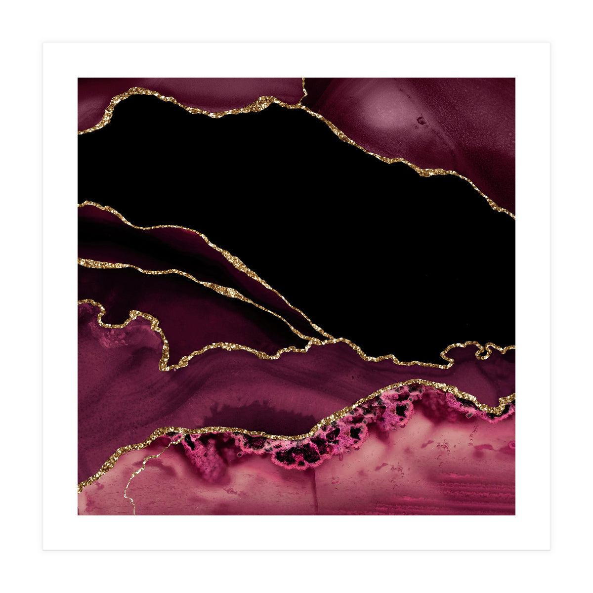 Burgundy & Gold Agate Texture 14 (Print Only)