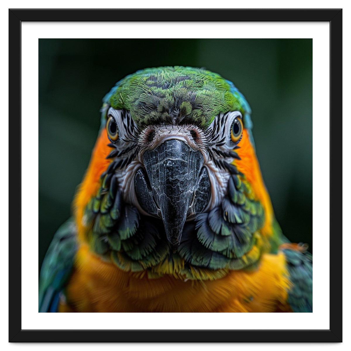Blue And Gold Macaw Face Focused Portrait