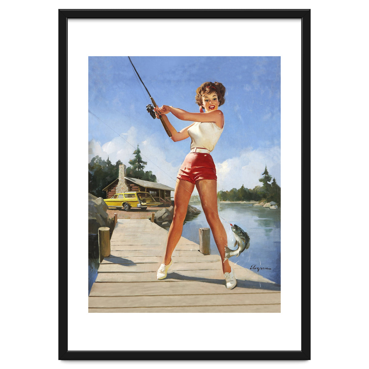 Pinup Fishing Girl With Her Catch