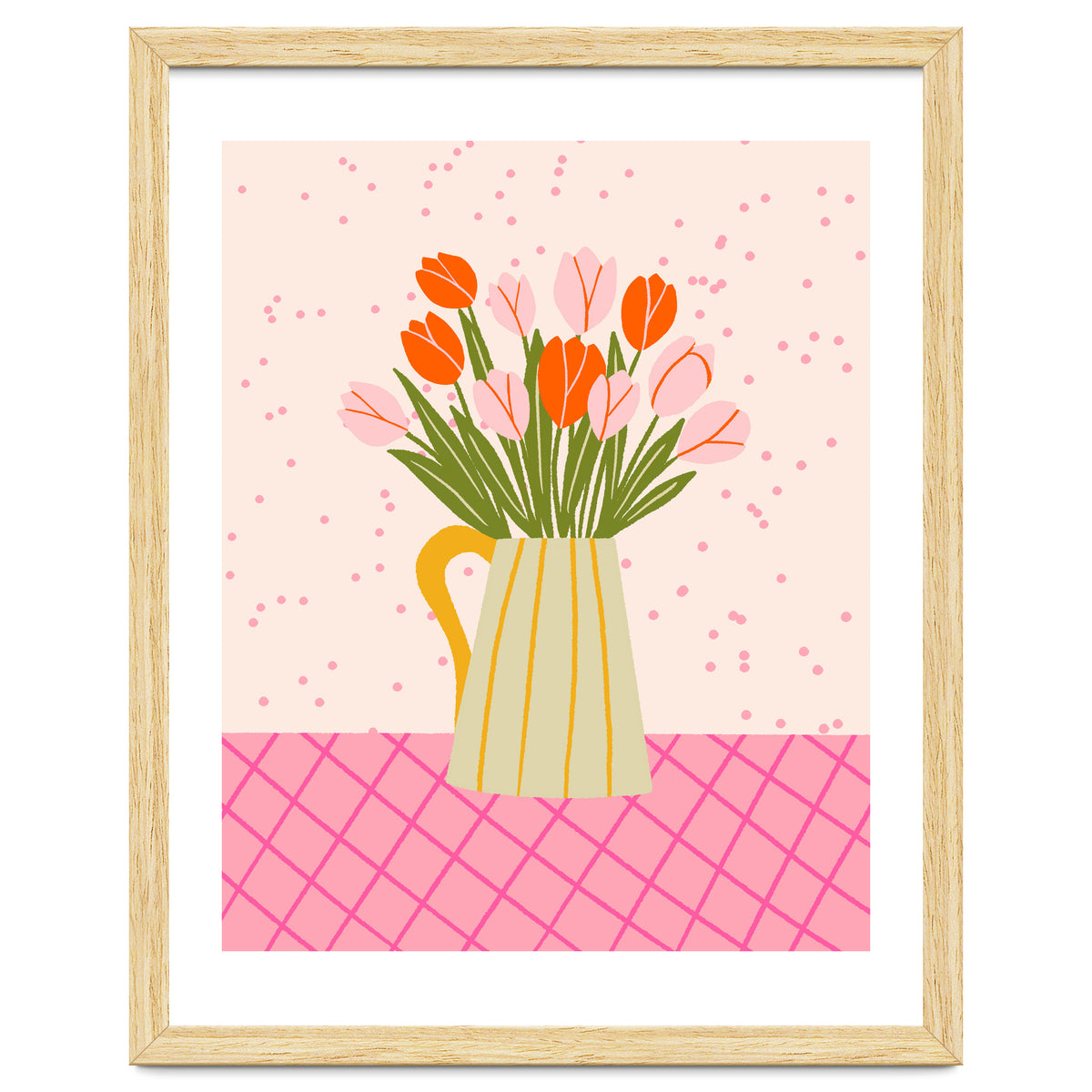 Tulips in a vase - pink and orange
