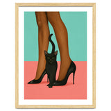 Woman In Heels With Black Cat thumbnail