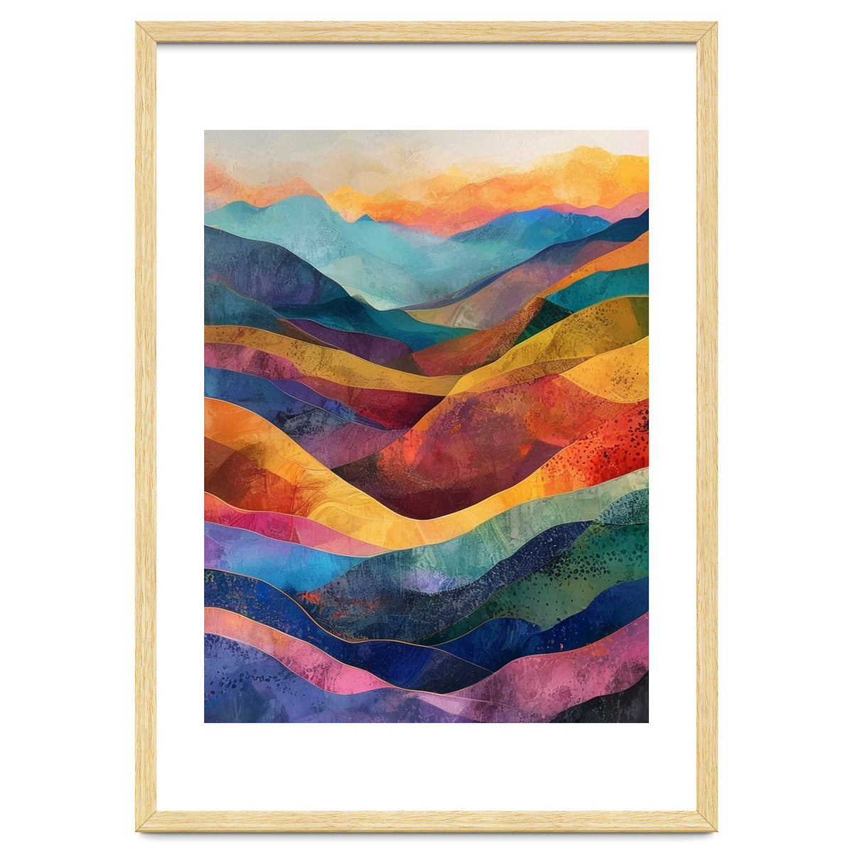 Jewel-Toned Abstract Mountain Landscape Wall Art