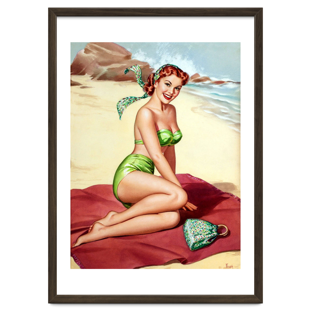 Smiling Pinup Sexy Girl On The Beach