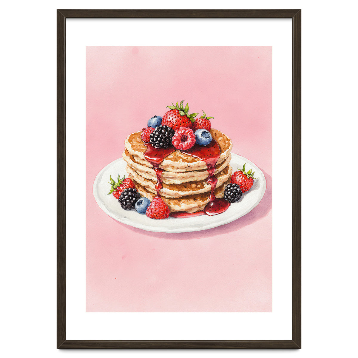 Berry Pancakes – Watercolor Breakfast Food